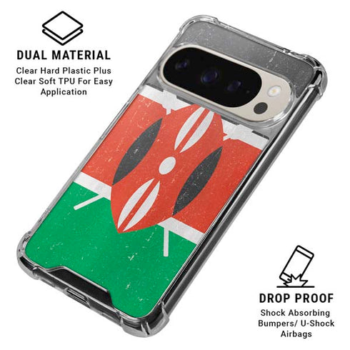 Kenya Flag Distressed Pixel 9/9 Pro Clear Case